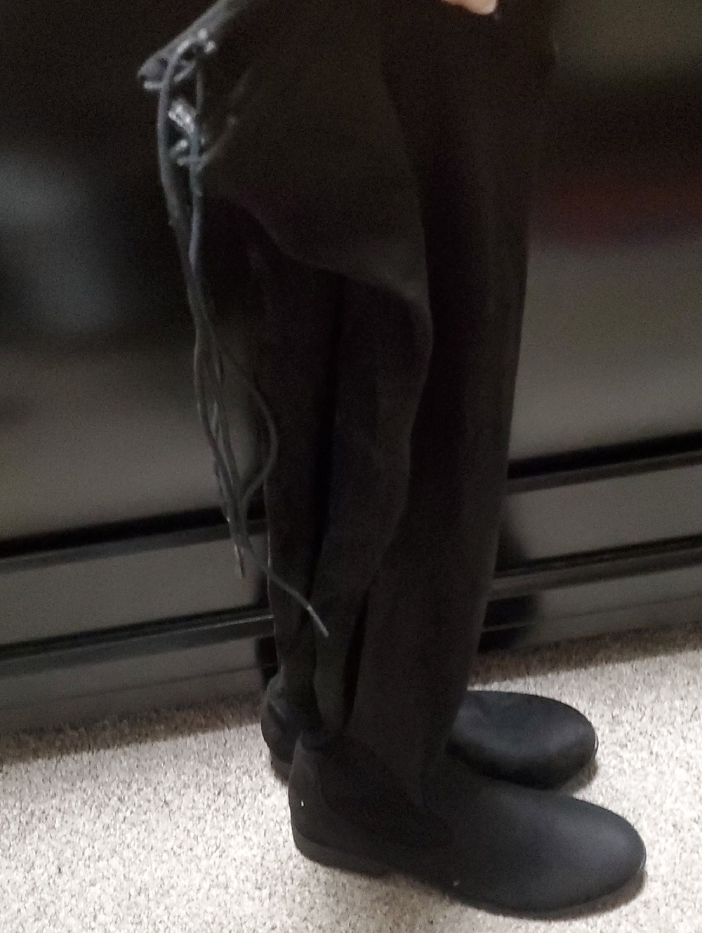 Black Over-the-Knee Lace-Up Boots